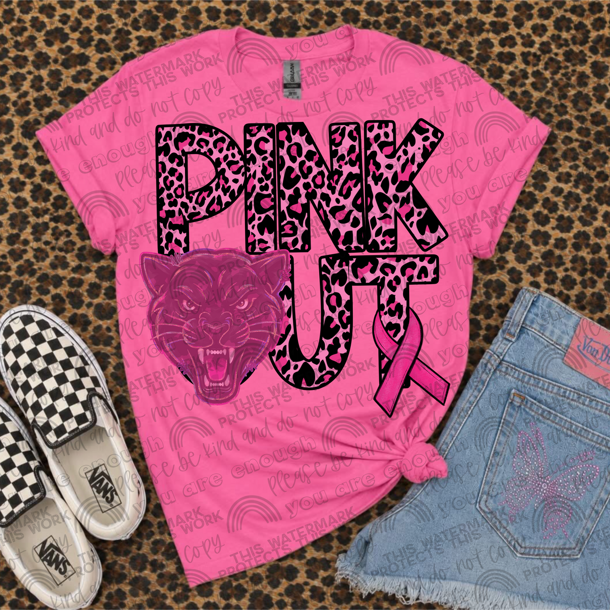 Panthers Pink Out Leopard (SMD) DTF Transfer