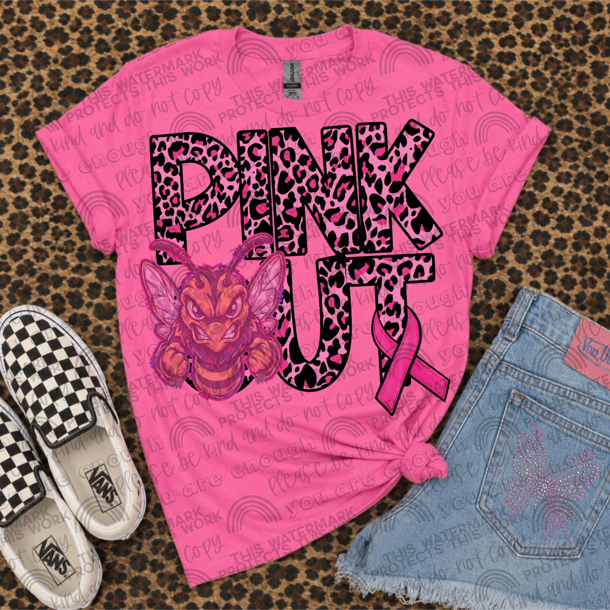 Yellow Jackets Pink Out Leopard (SMD) DTF Transfer