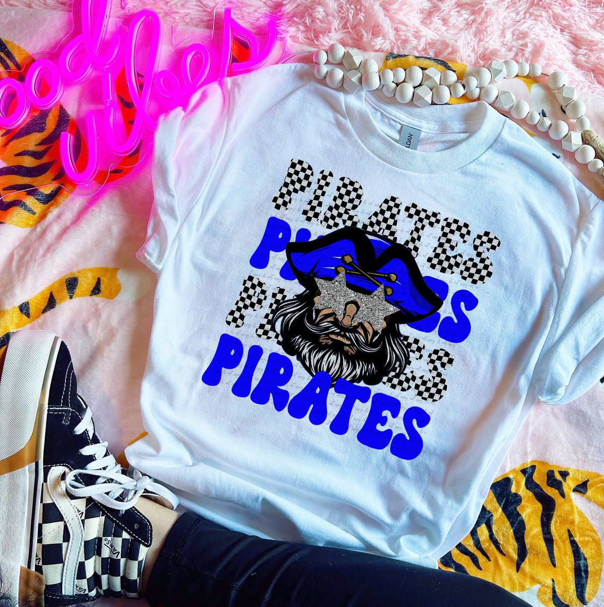 Pirates Checkered Word Stacked 59528 DTF transfer