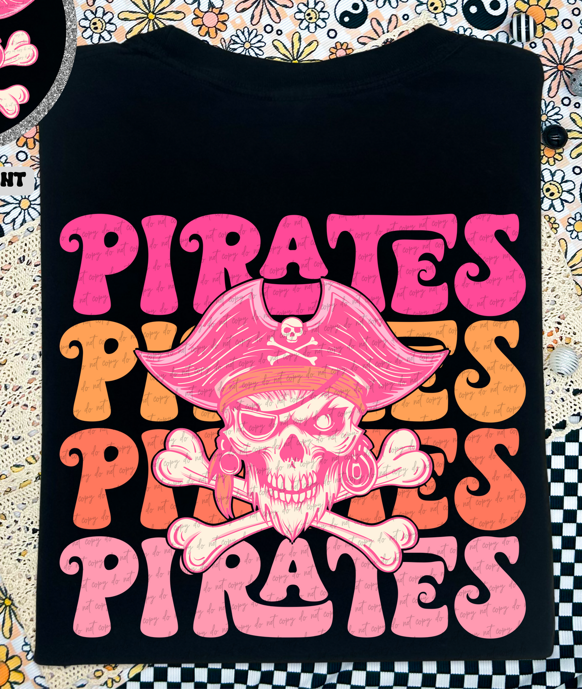 Pirates Stacked School Mascot (Back Print) 89070 DTF Transfer