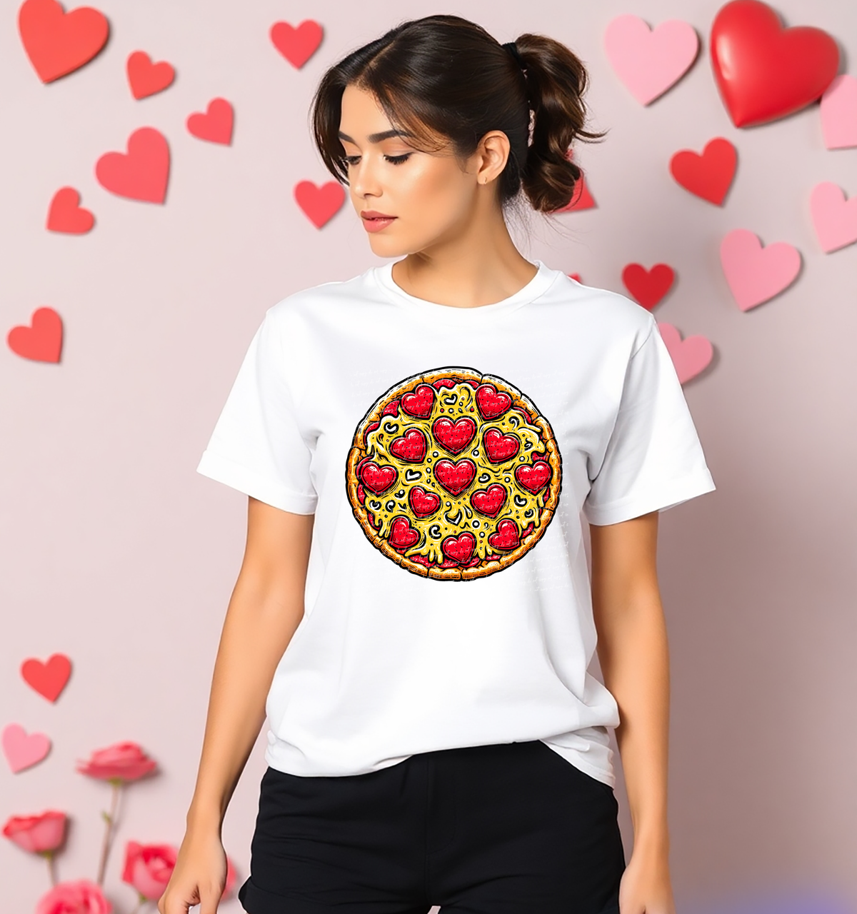 Pizza Round Heart Toppings 81834 DTF Transfer