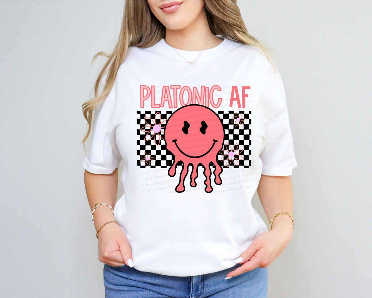 Platonic AF Pink Drippy Smiley Checkered Background 116604 DTF Transfer