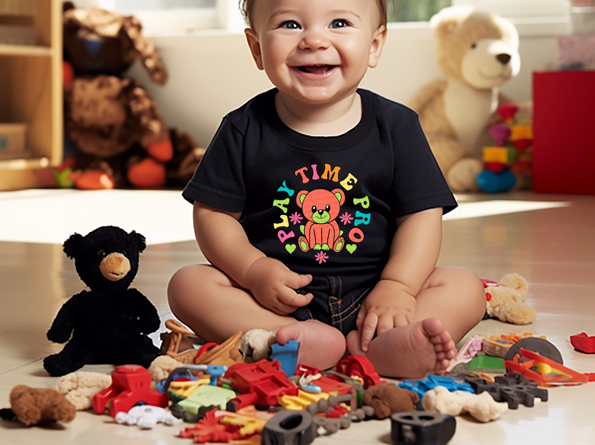 Play Time Pro Bear Flowers 76602 DTF Transfer