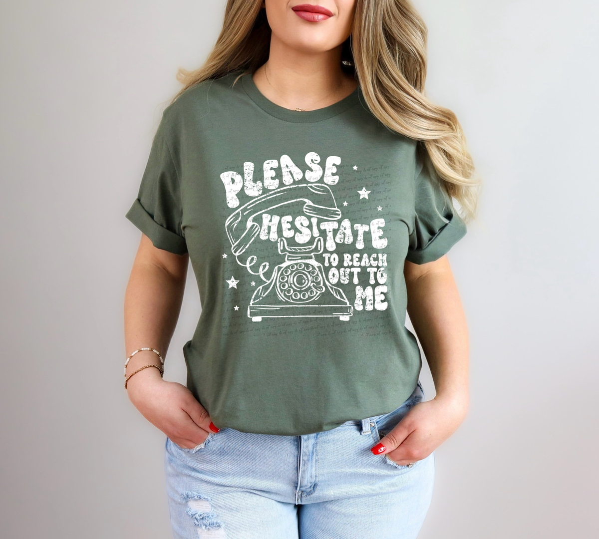 Please Hesitate To Reach Out To Me White Grunge 86803 DTF Transfer