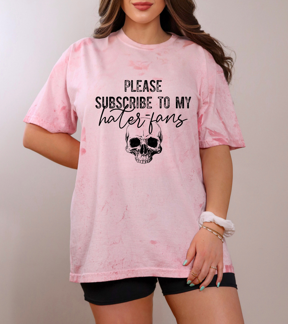 Please Subscribe To My Hater Fans Skull Black Font 115728 DTF Transfer