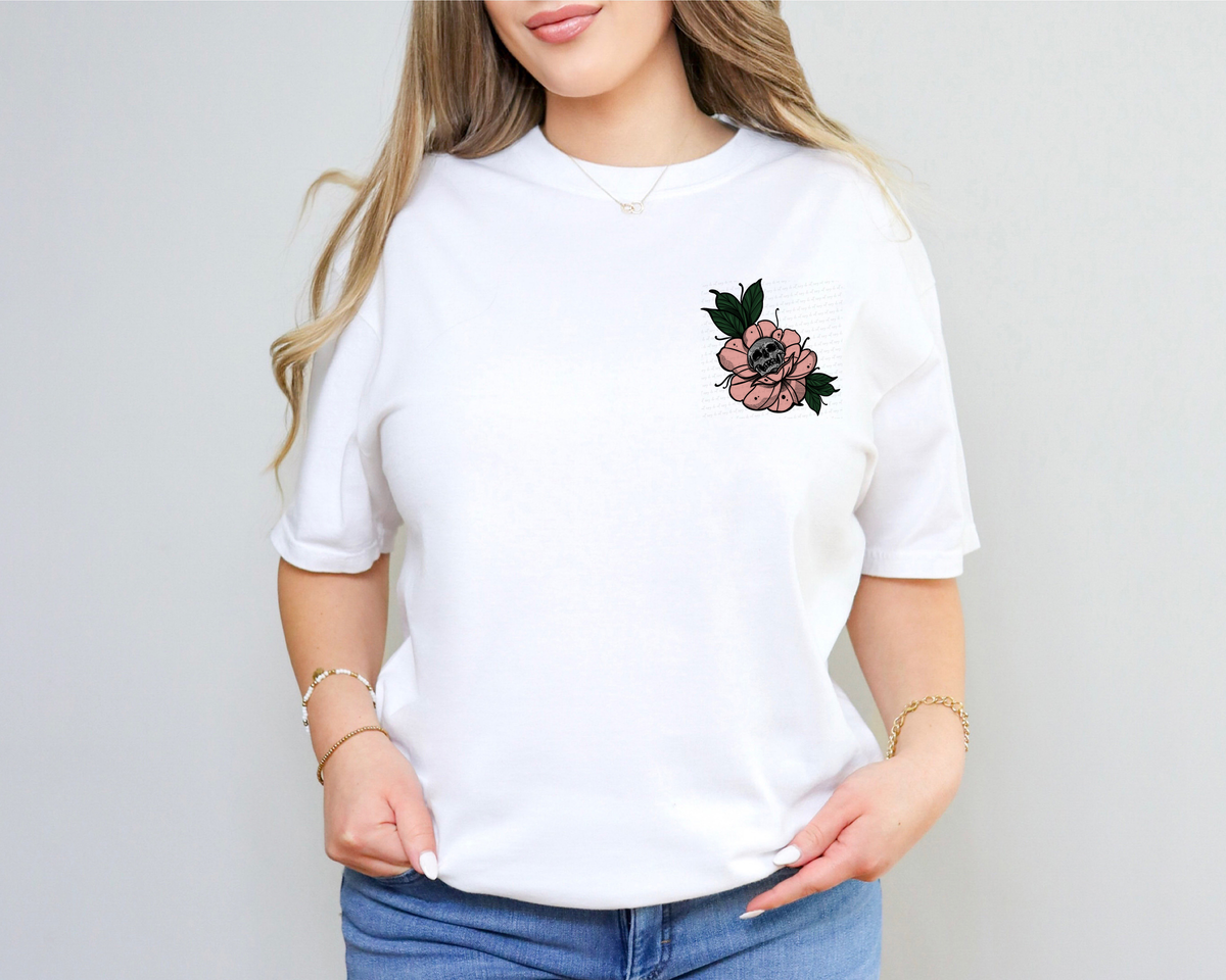 Pink Rose Skull Pocket Print 116605 DTF Transfer