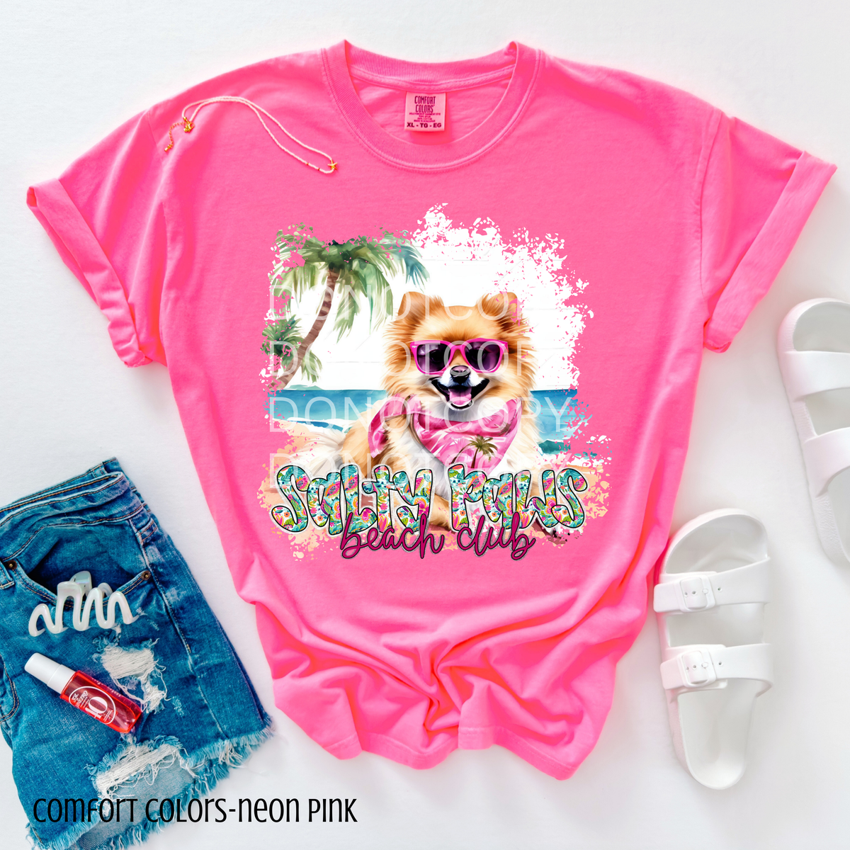 Pomeranian Salty Paws Beach Club (CSG) 101102 DTF transfer