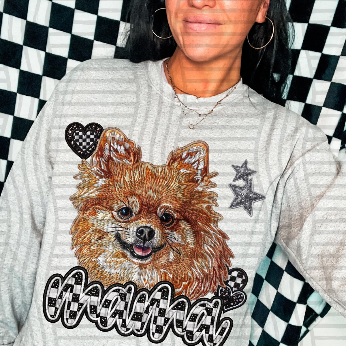 Pomeranian mama checkered font (DKD) DTF Transfer