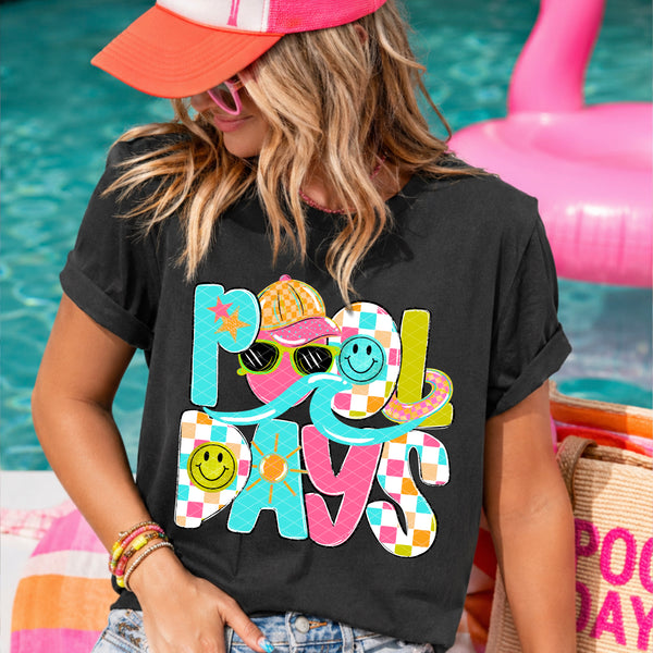 Pool days colorful checker (SDD) DTF Transfer