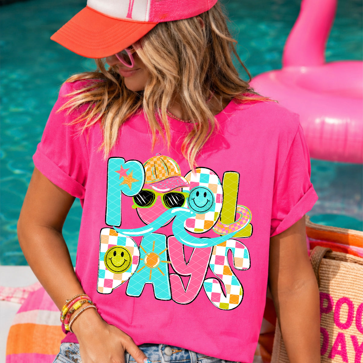 Pool days colorful checker (SDD) DTF Transfer
