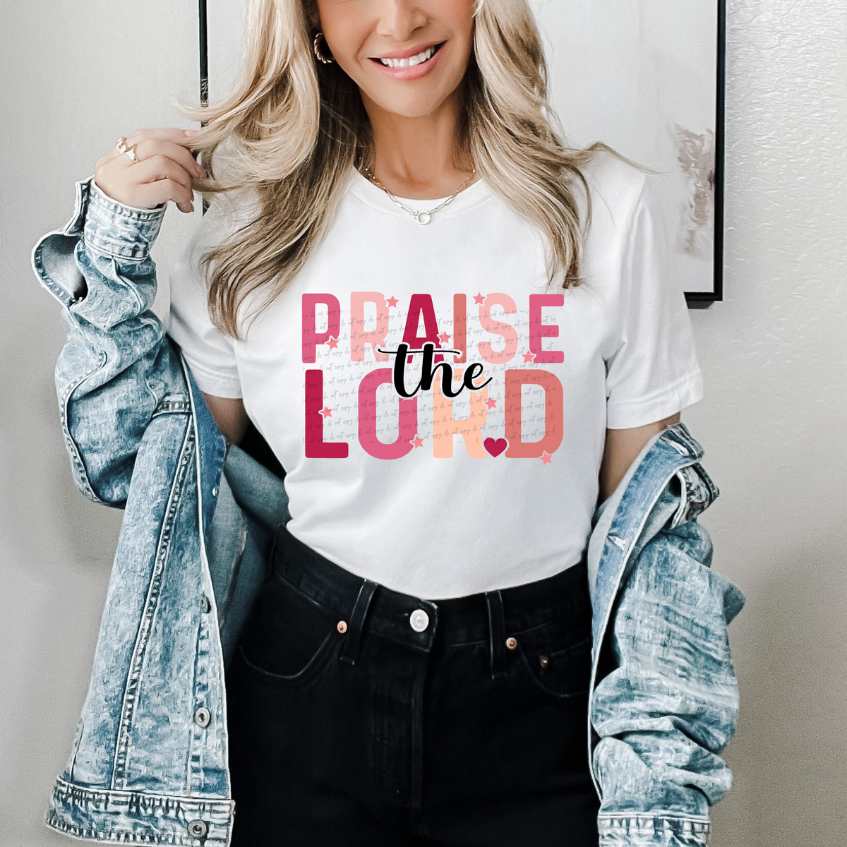 Praise The Lord Stars Pink 76605 DTF Transfer