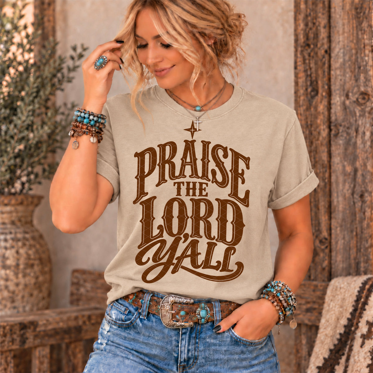 Praise the lord y'all BROWN (SDD) DTF Transfer
