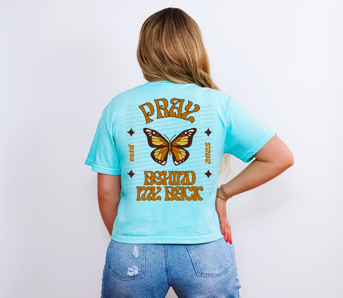 Pray Behind My Back Butterfly 86020 DTF Transfer