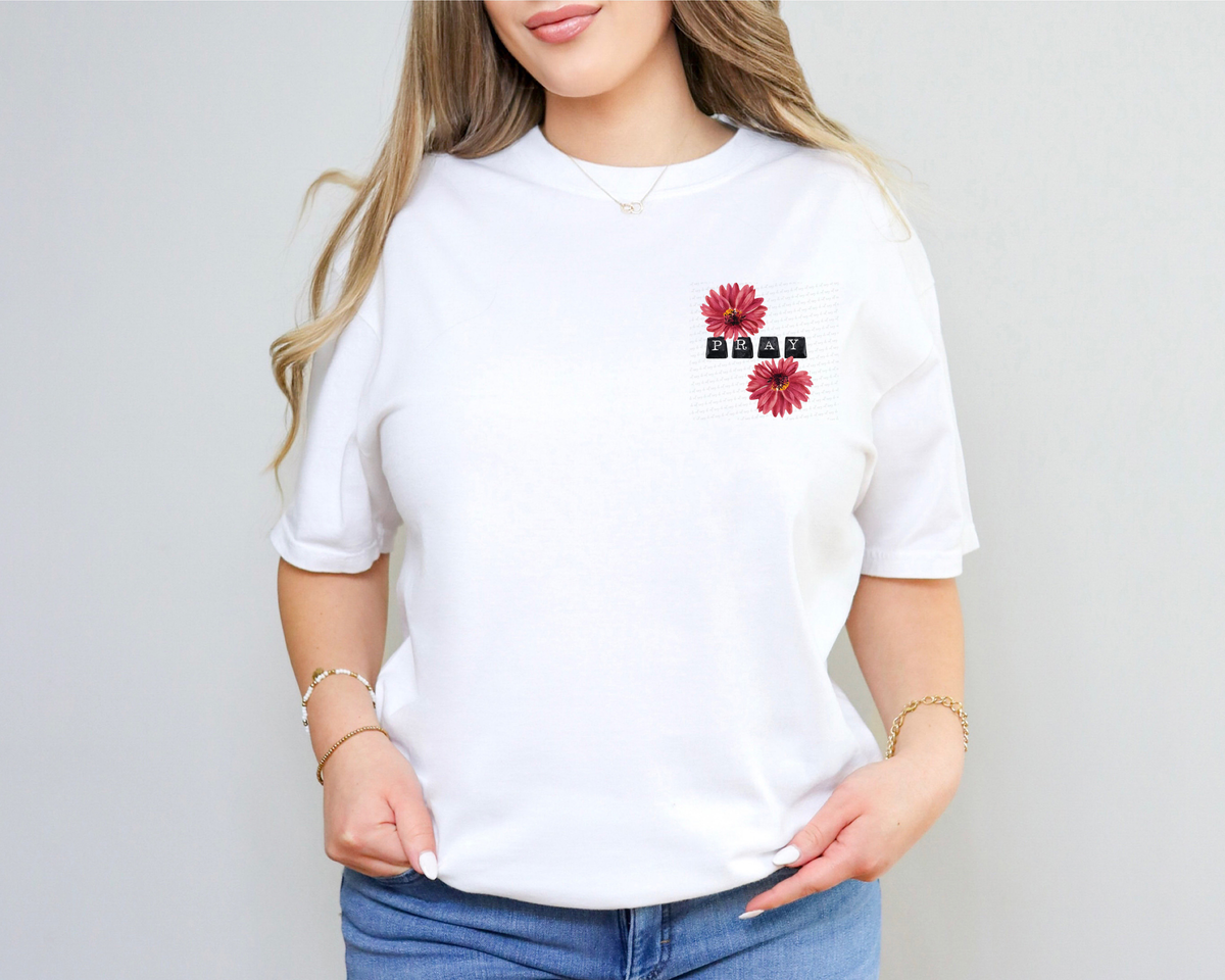 Pray Flowers Pocket Print 117683 DTF transfer