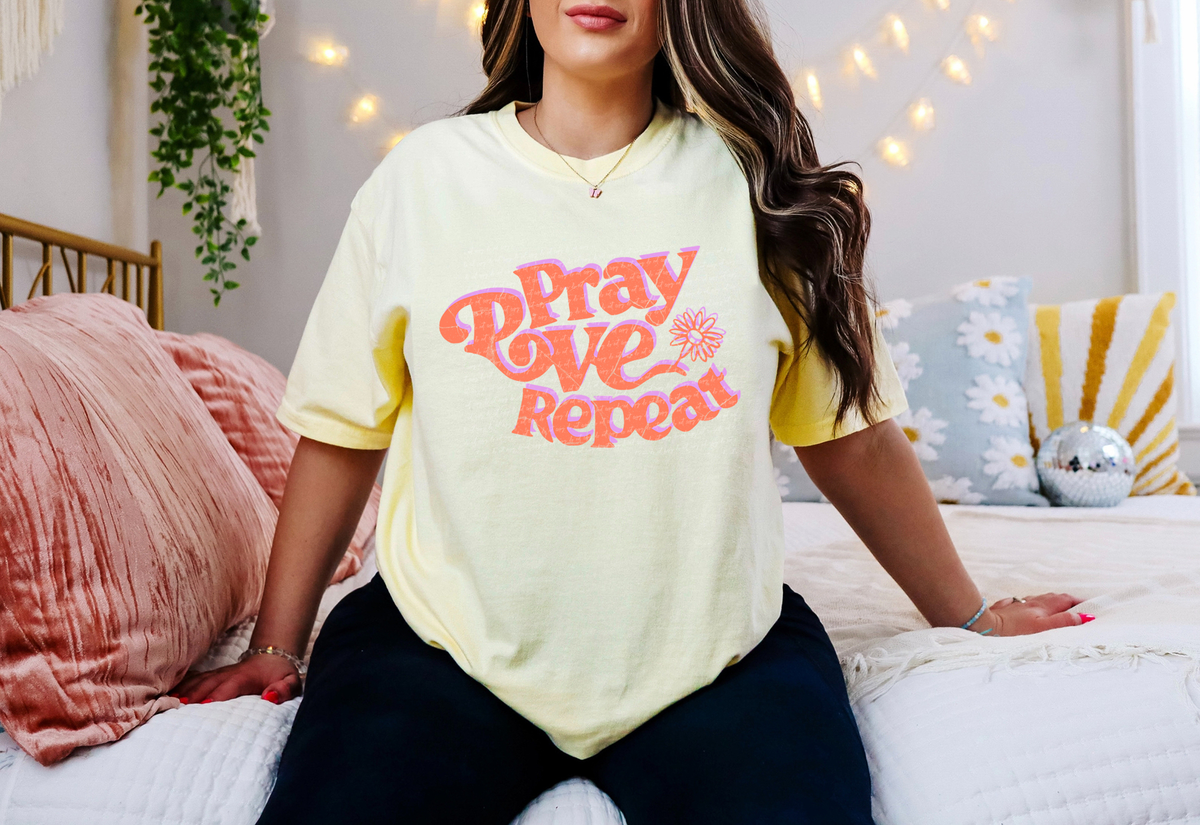 Pray Love Repeat Orange 81362 DTF Transfer