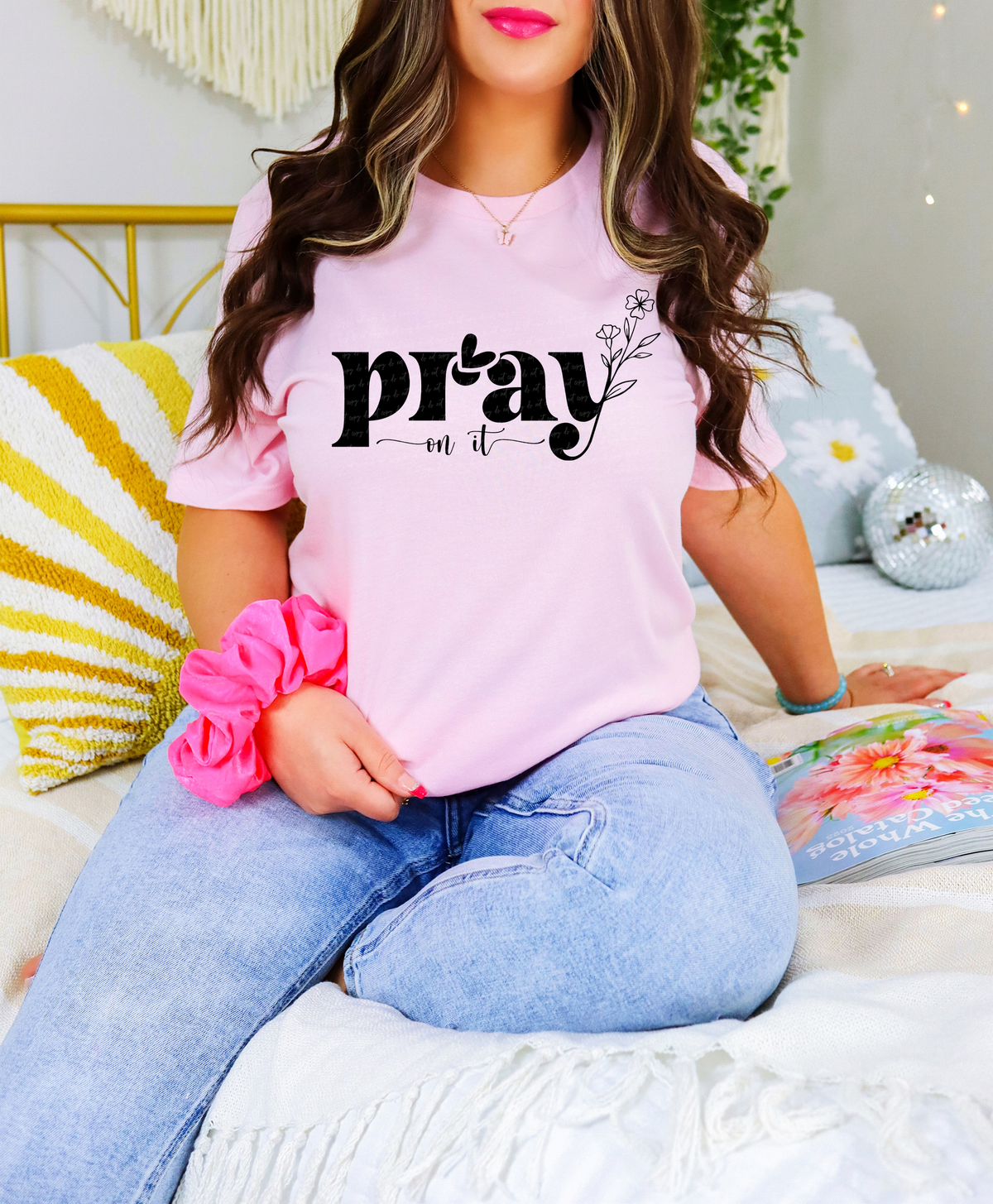 Pray On It Black Floral 76378 DTF Transfer