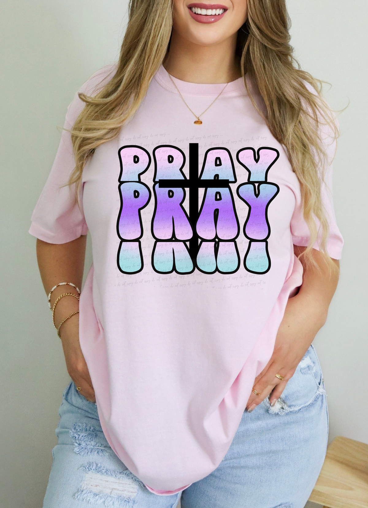 Pray Stacked Ombre Cross 115071 DTF Transfer