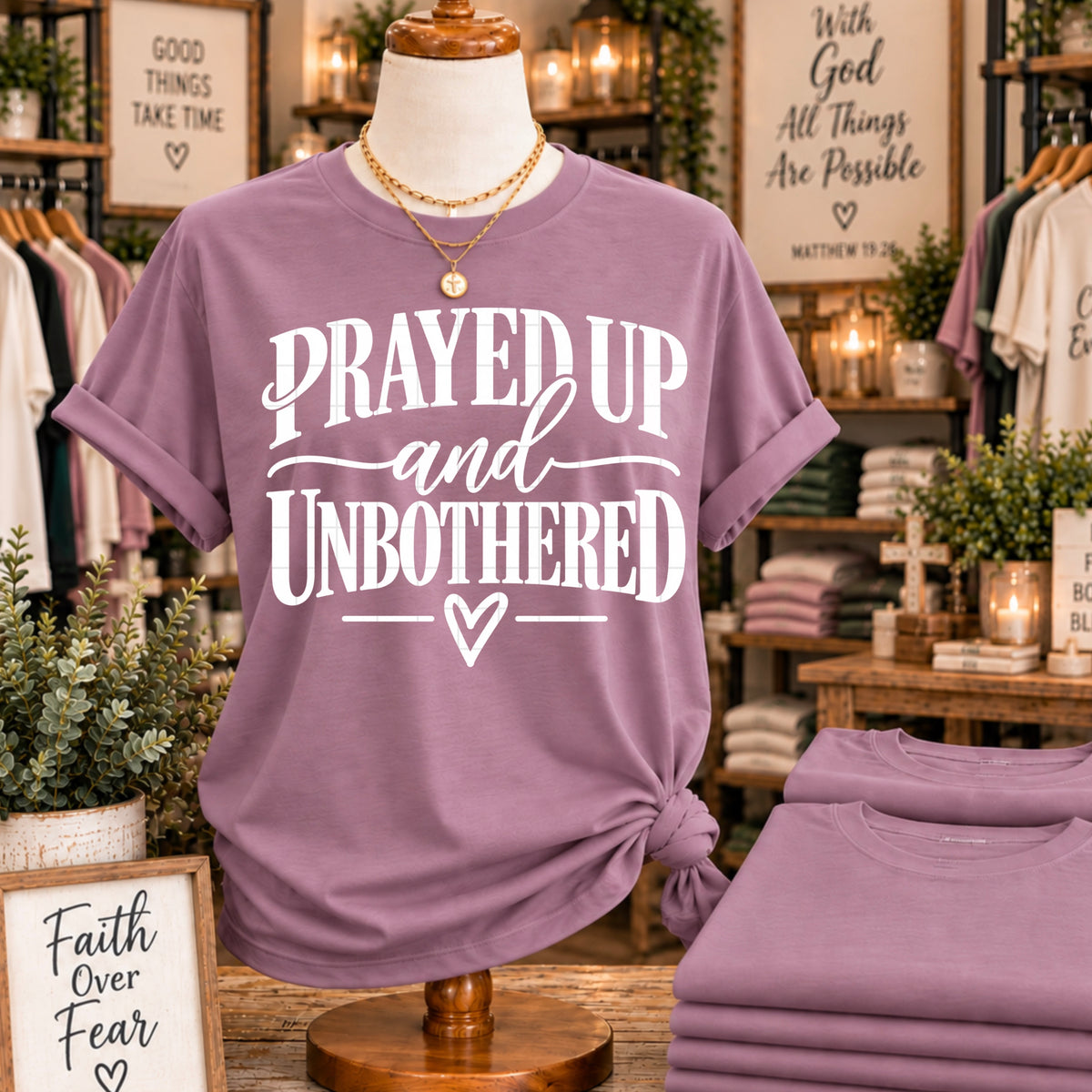 Prayed up and unbothered heart WHITE (SDD) DTF Transfer