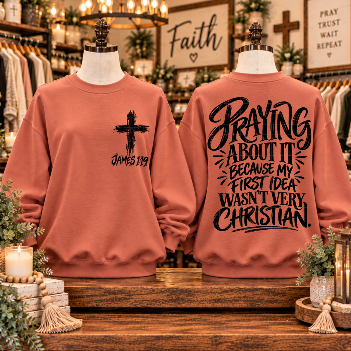 James 1:19 cross BLACK (FRONT ONLY) (SDD) DTF Transfer