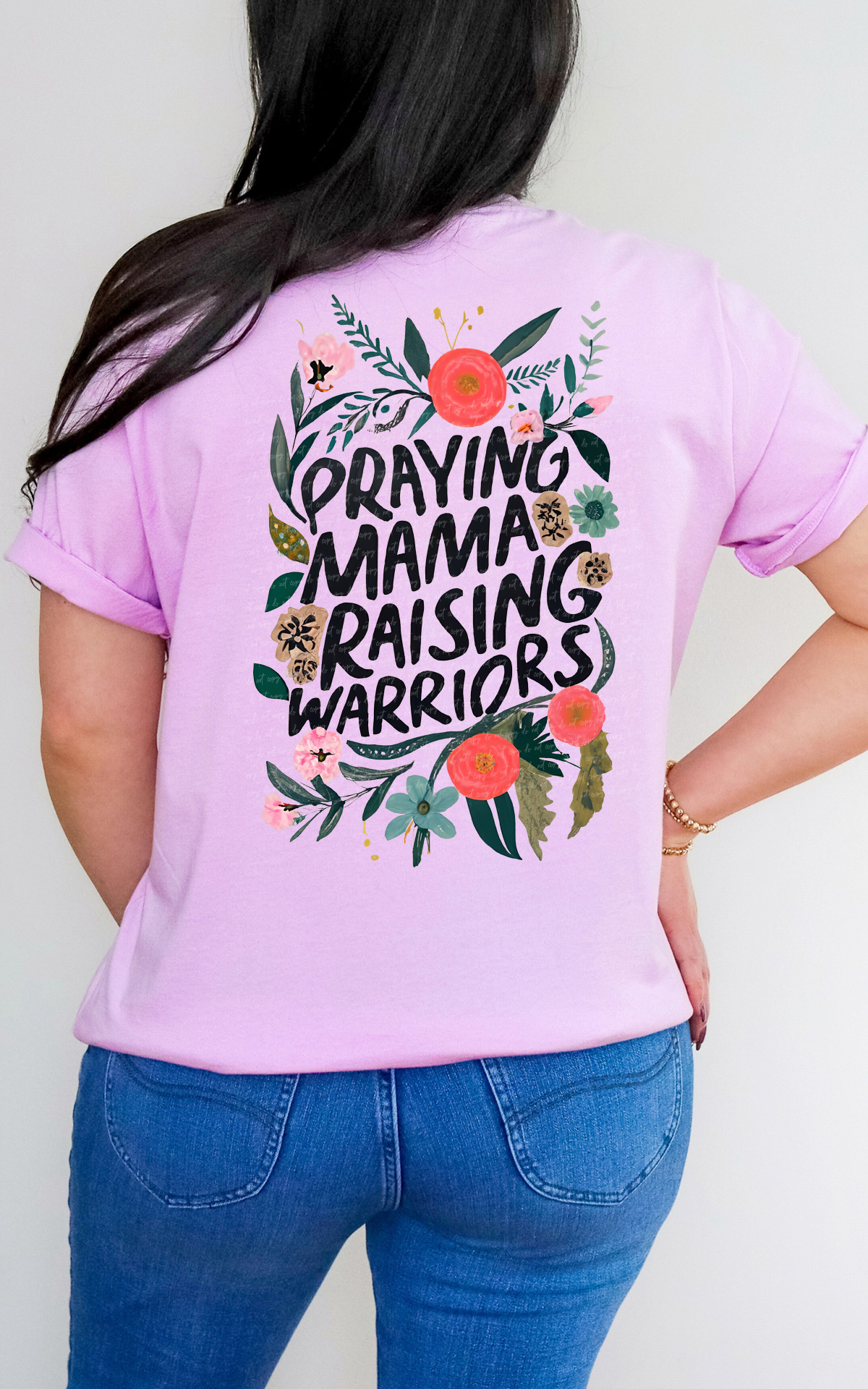 Praying Mama Raising Warriors (Back Print) 81369 DTF Transfer