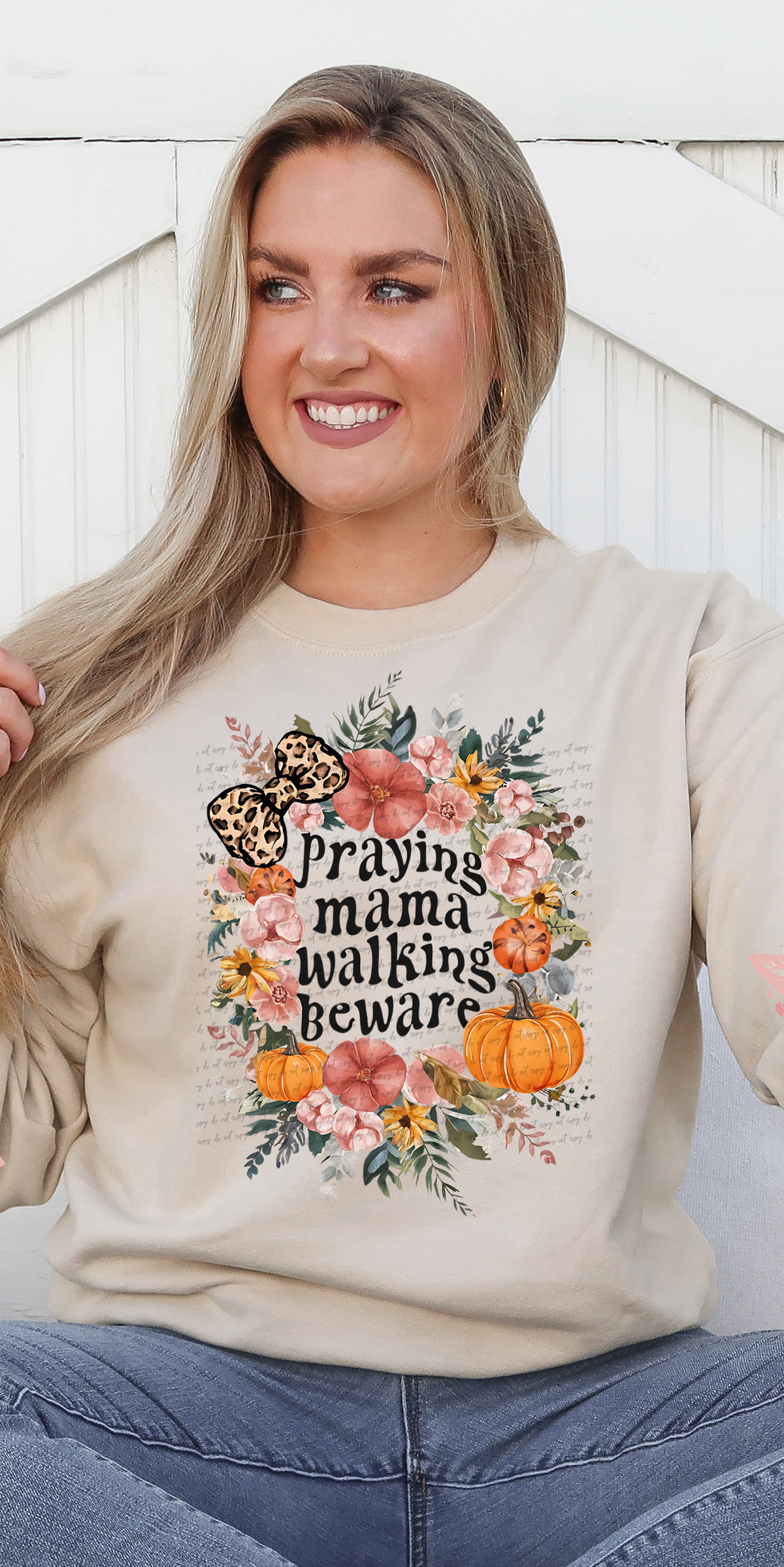 Praying Mama Walking Beware (Front Print) 59532 DTF transfer