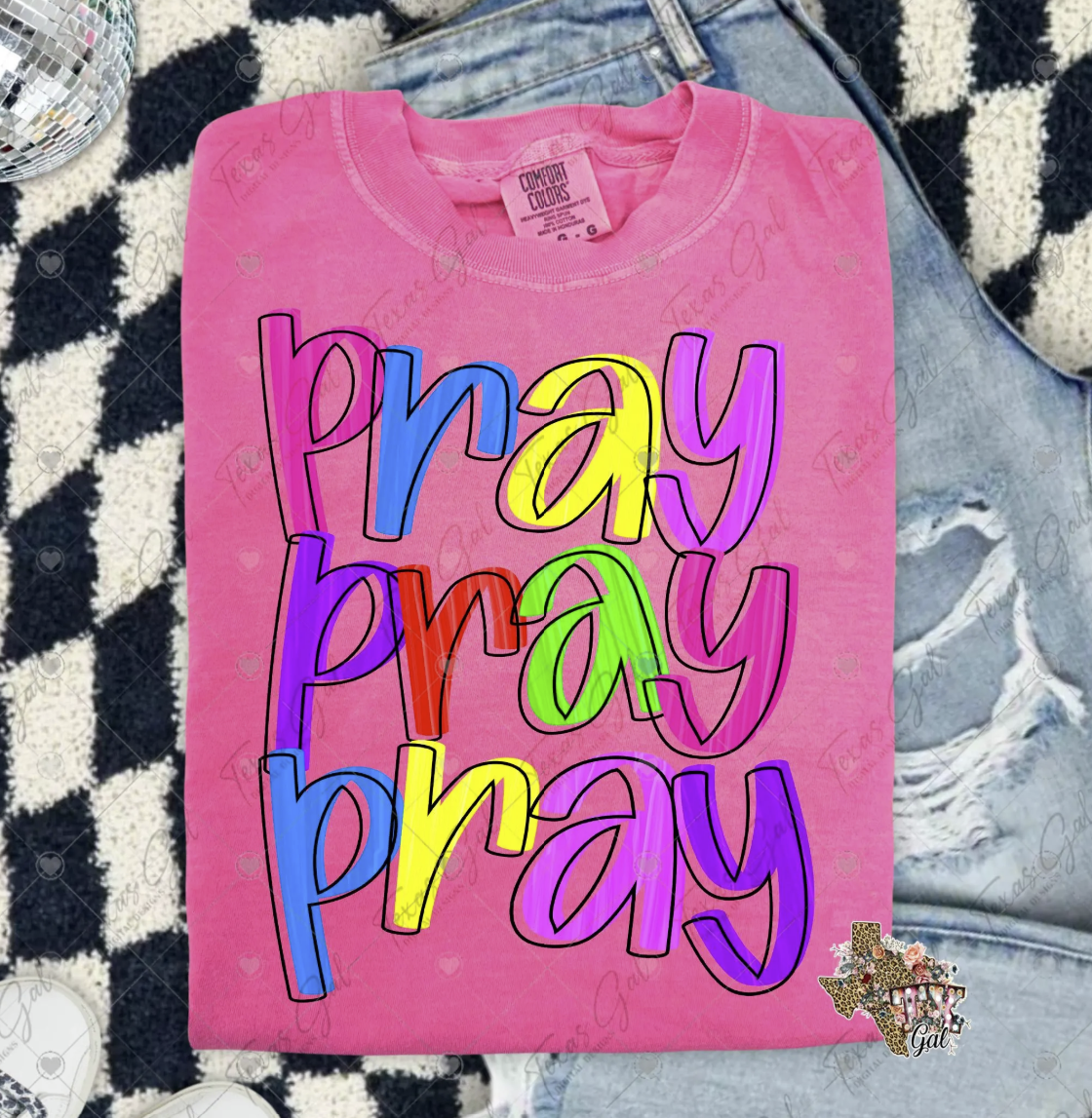 Pray stacked neon colors DTF Transfer