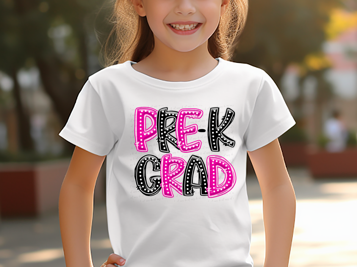 Pre-K Grad Black and Pink Font Polka 117918 DTF transfer