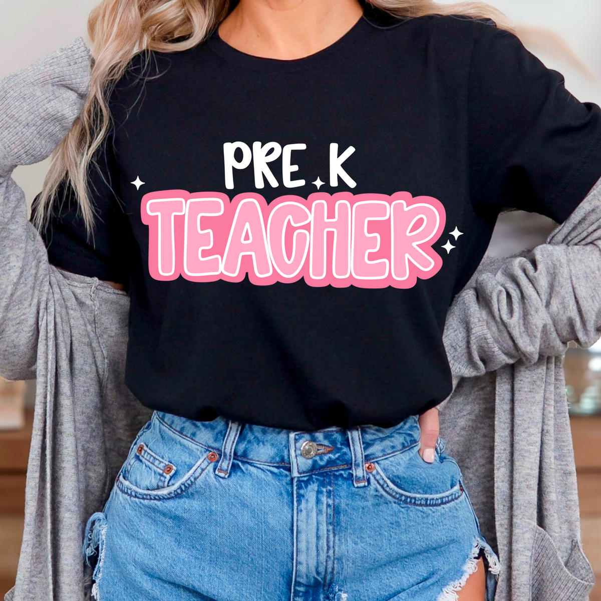 Pre-K Teacher pink coquette (CMD) DTF transfer
