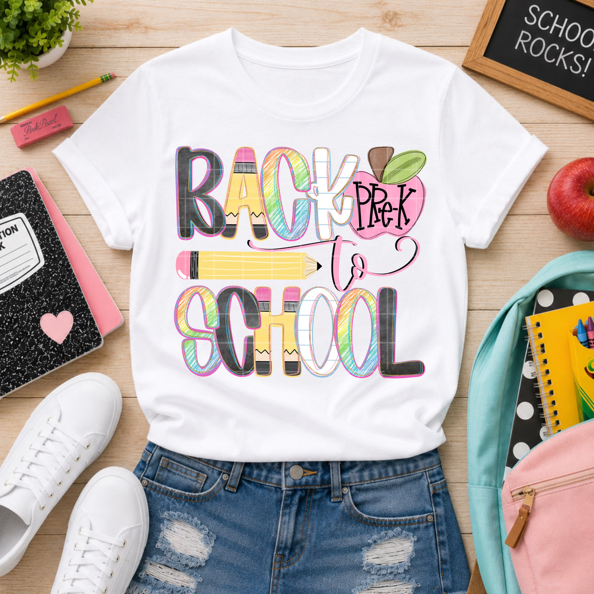 Back to school pre-k apple (SDD) DTF Transfer