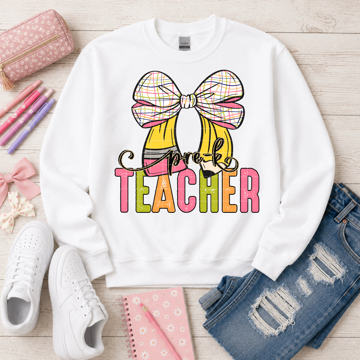 Pre-K teacher school bow (SDD) DTF Transfer
