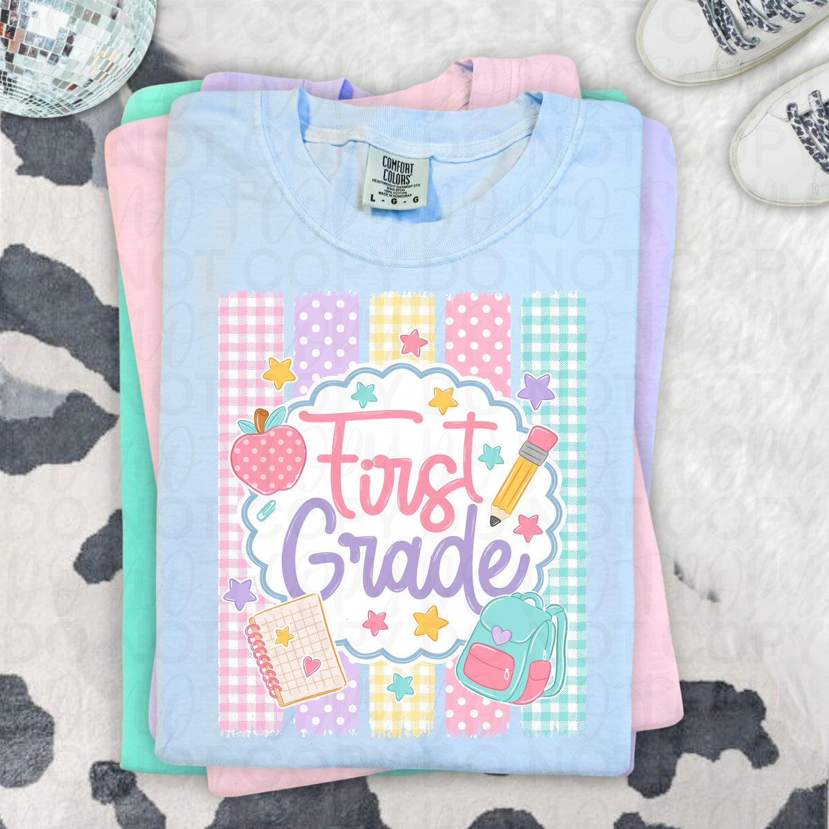 First grade preppy stripes (UAC) DTF Transfer