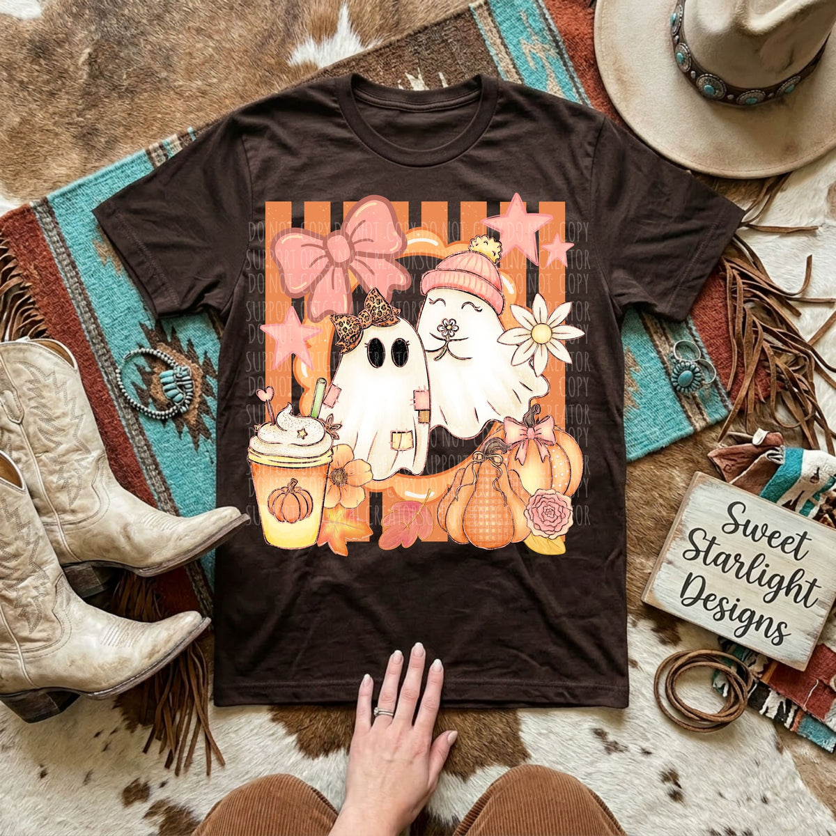 Fall ghosts stripes (Starlight) DTF Transfer
