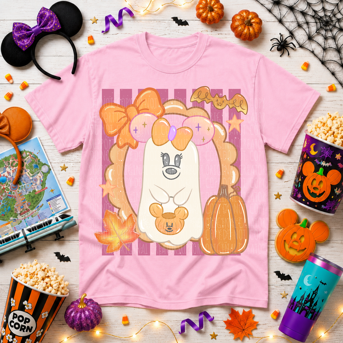 Girl mouse ghost oval frame (Starlight) DTF Transfer