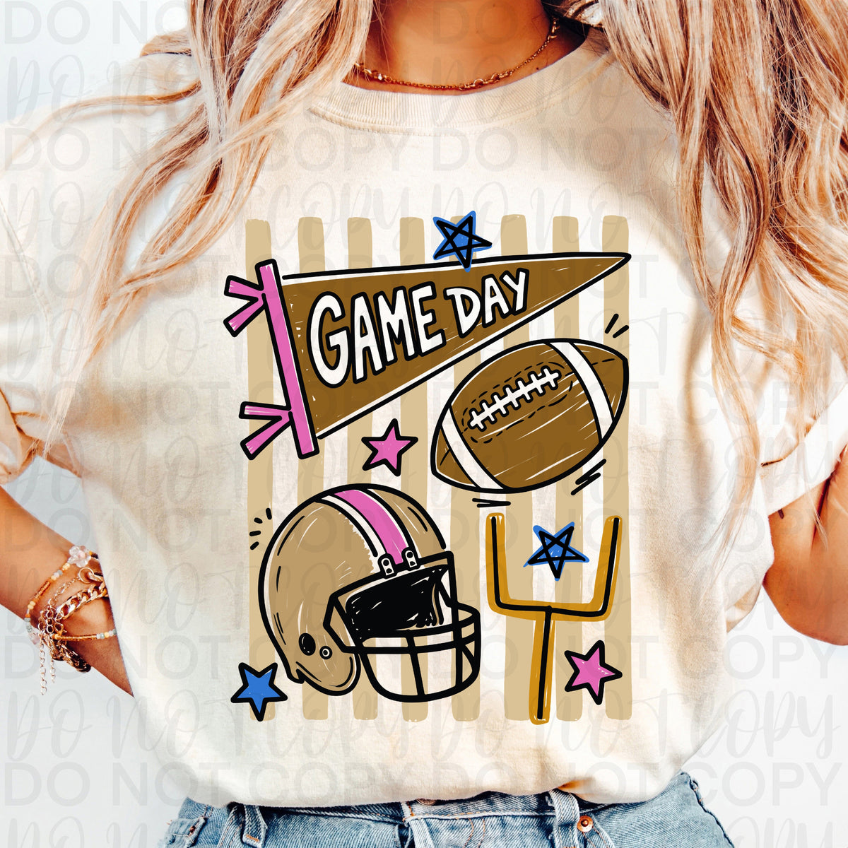 Game day football brown and pink (UAC) DTF Transfer