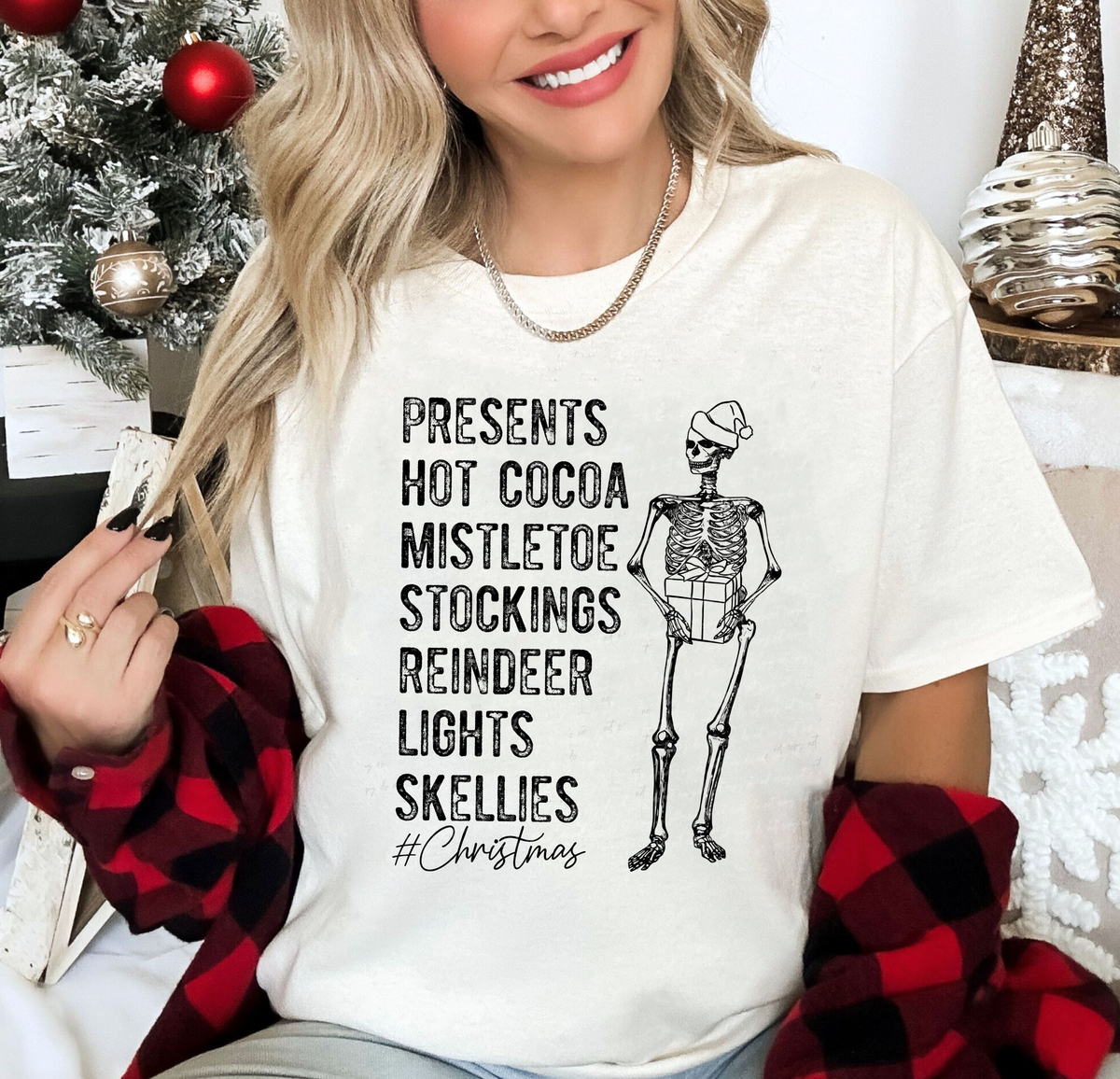 Presents Hot Cocoa Mistletoe Stockings Reindeer Lights Skellies #Christmas 114847 DTF transfer