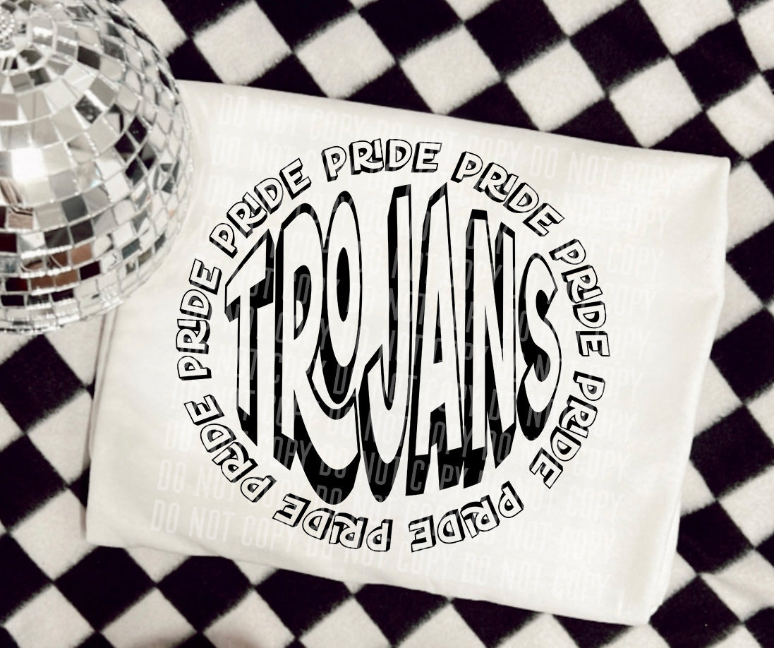 Trojans Pride Circle Mascots (Caplinger) DTF transfer