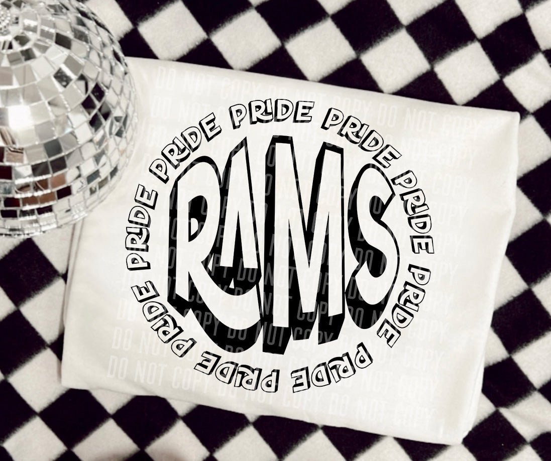 Rams Pride Circle Mascots (Caplinger) DTF transfer