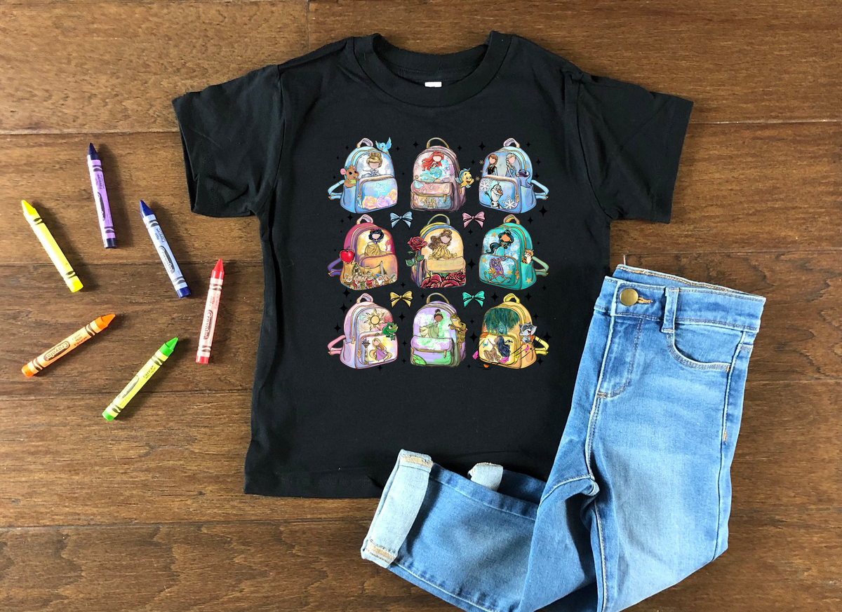 Princess Backpack and Bows 108989 DTF transfer