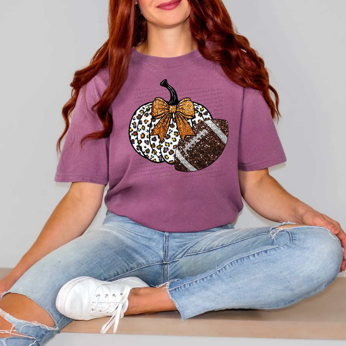 Pumpkin Leopard Football Sequin 59966 DTF Transfer