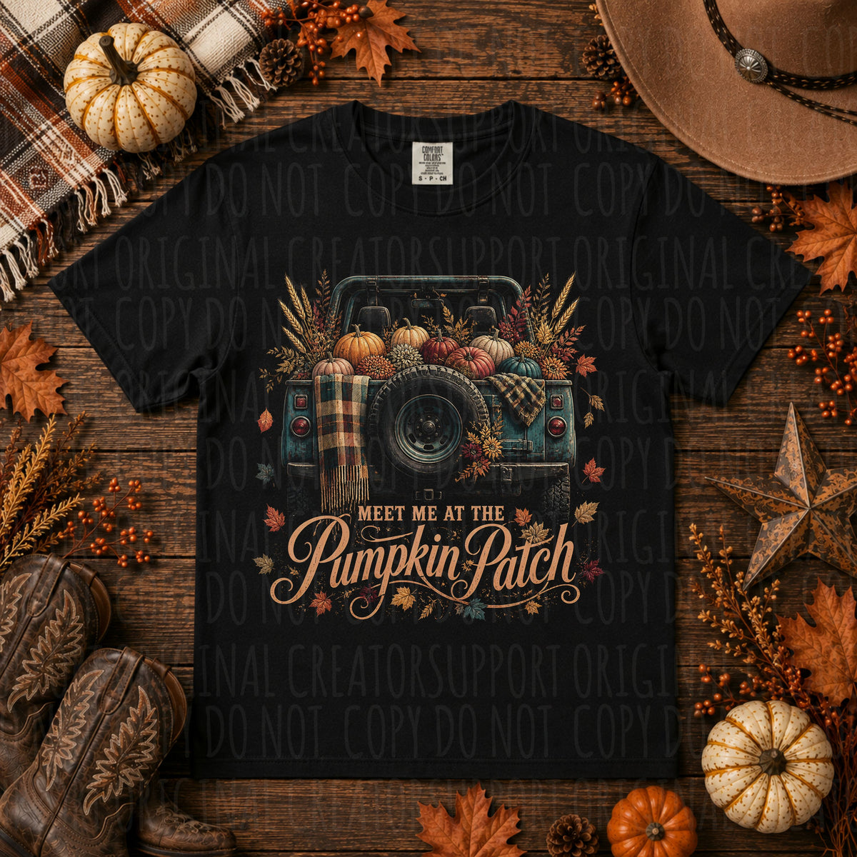 Meet me at the pumpkin patch blue vehicle (Starlight) DTF Transfer