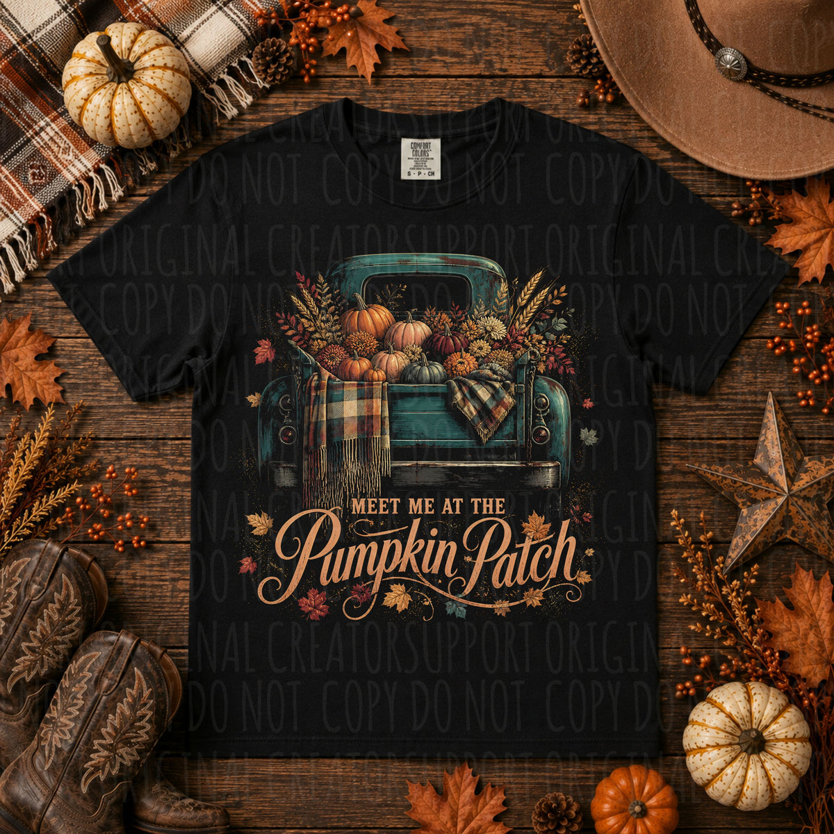 Meet me at the pumpkin patch blue truck (Starlight) DTF Transfer