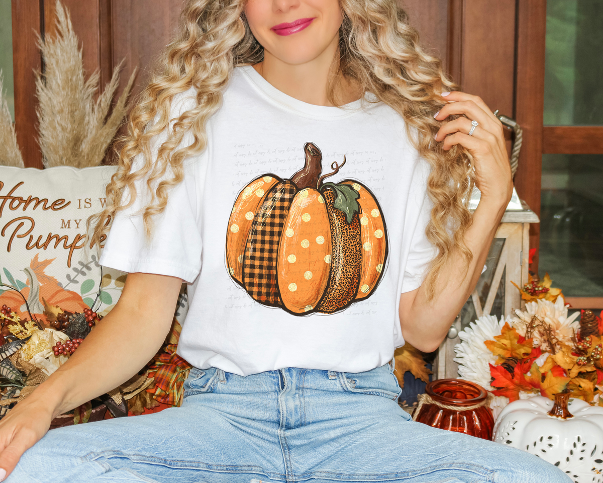 Pumpkin Plaid Polka Leopard 114639 DTF transfer