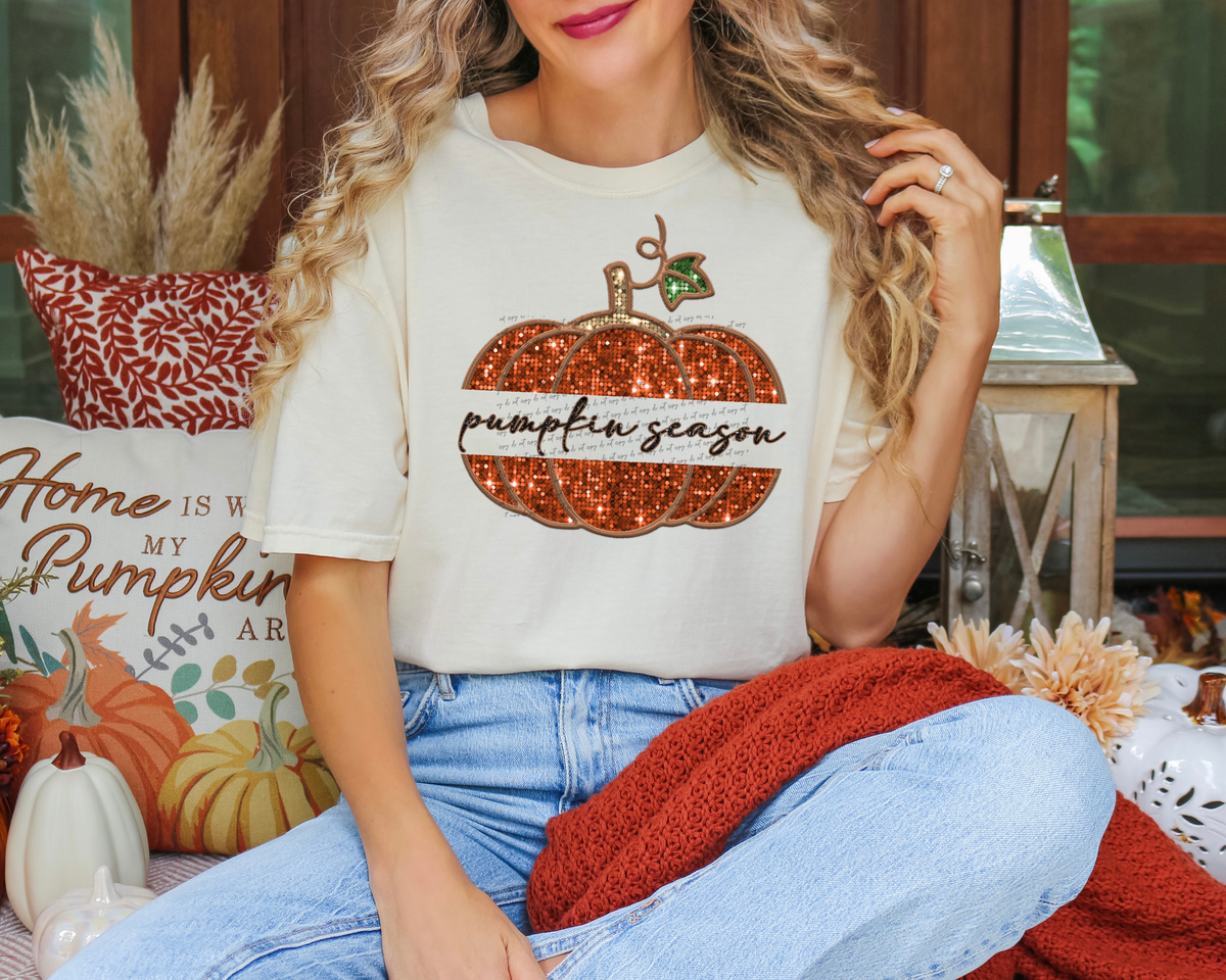 Pumpkin Season Faux Sequin 46744 DTF transfer