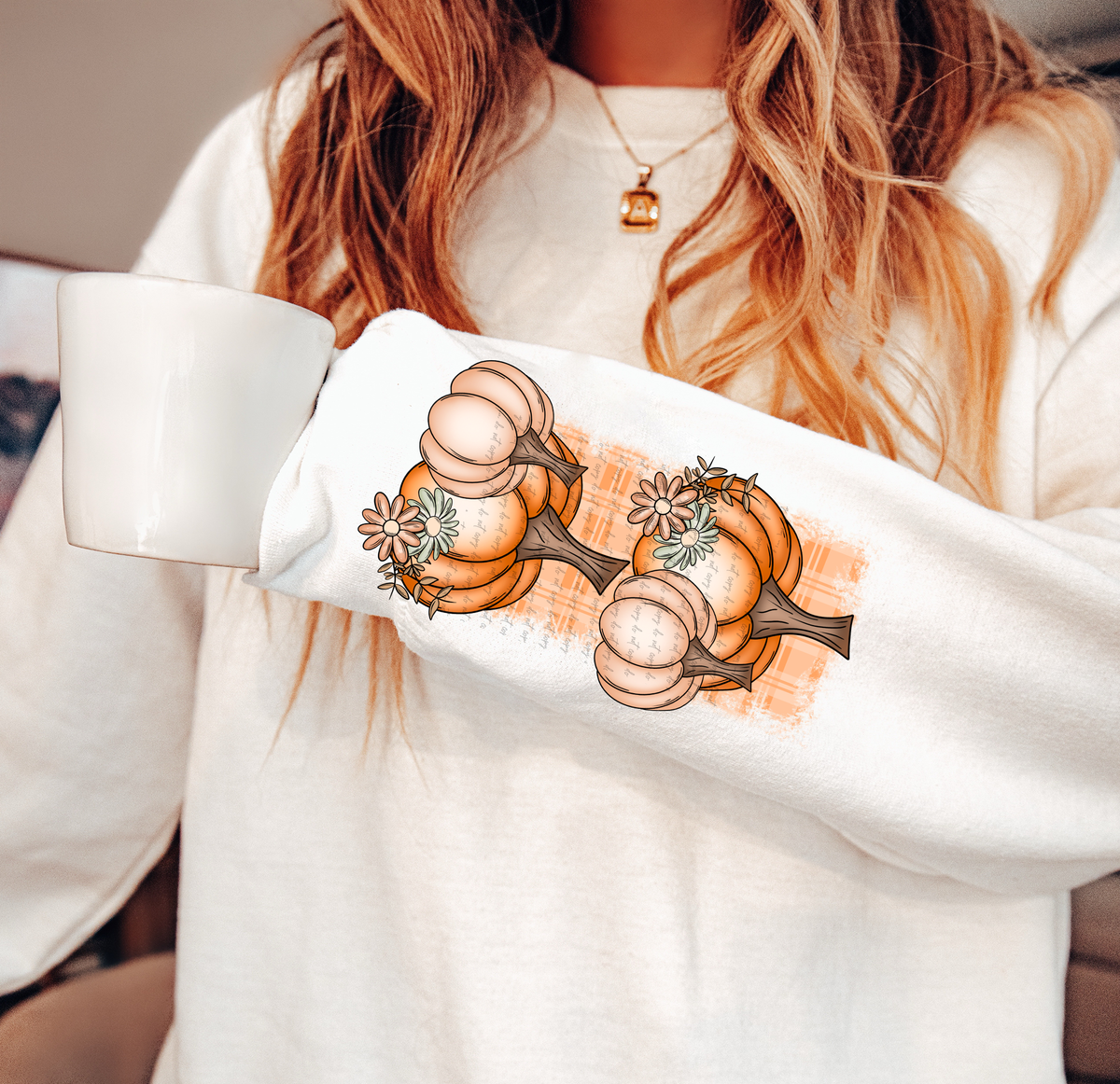 Pumpkin Season Orange Plaid (Sleeve Print) 46381 DTF transfer