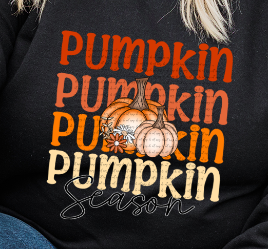 Pumpkin Season Stacked White Outline 46384 DTF transfer