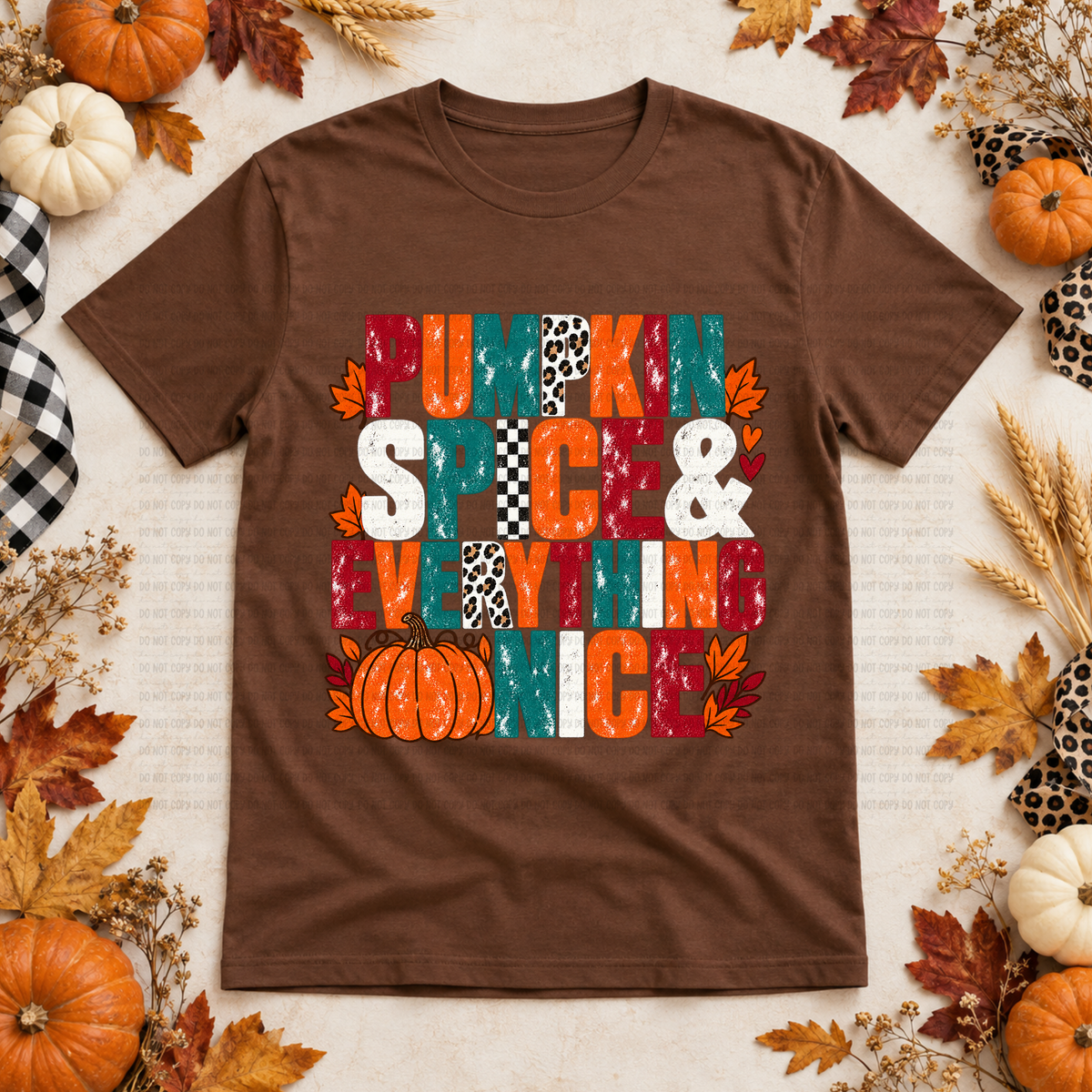 Pumpkin spice & everything nice leaves and pumpkin (Revel) DTF Transfer