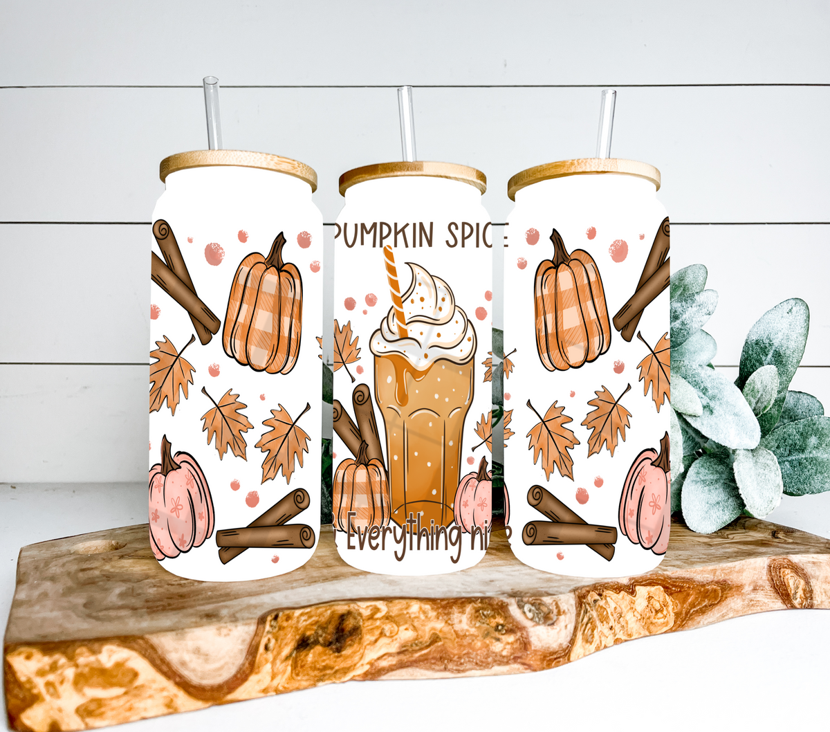 Pumpkin spice & everything nice leaves (Linda) UV DTF Transfer