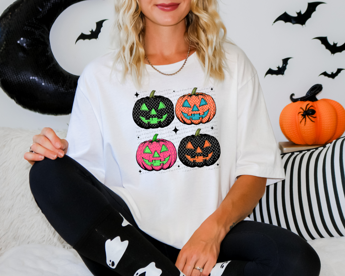 Pumpkin Checkered Grid 111324 DTF transfer