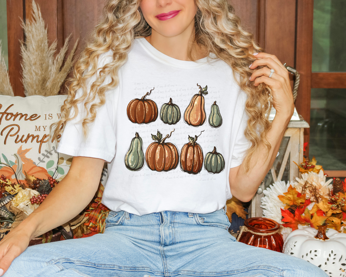 Pumpkins and Gourd Grid 114640 DTF transfer