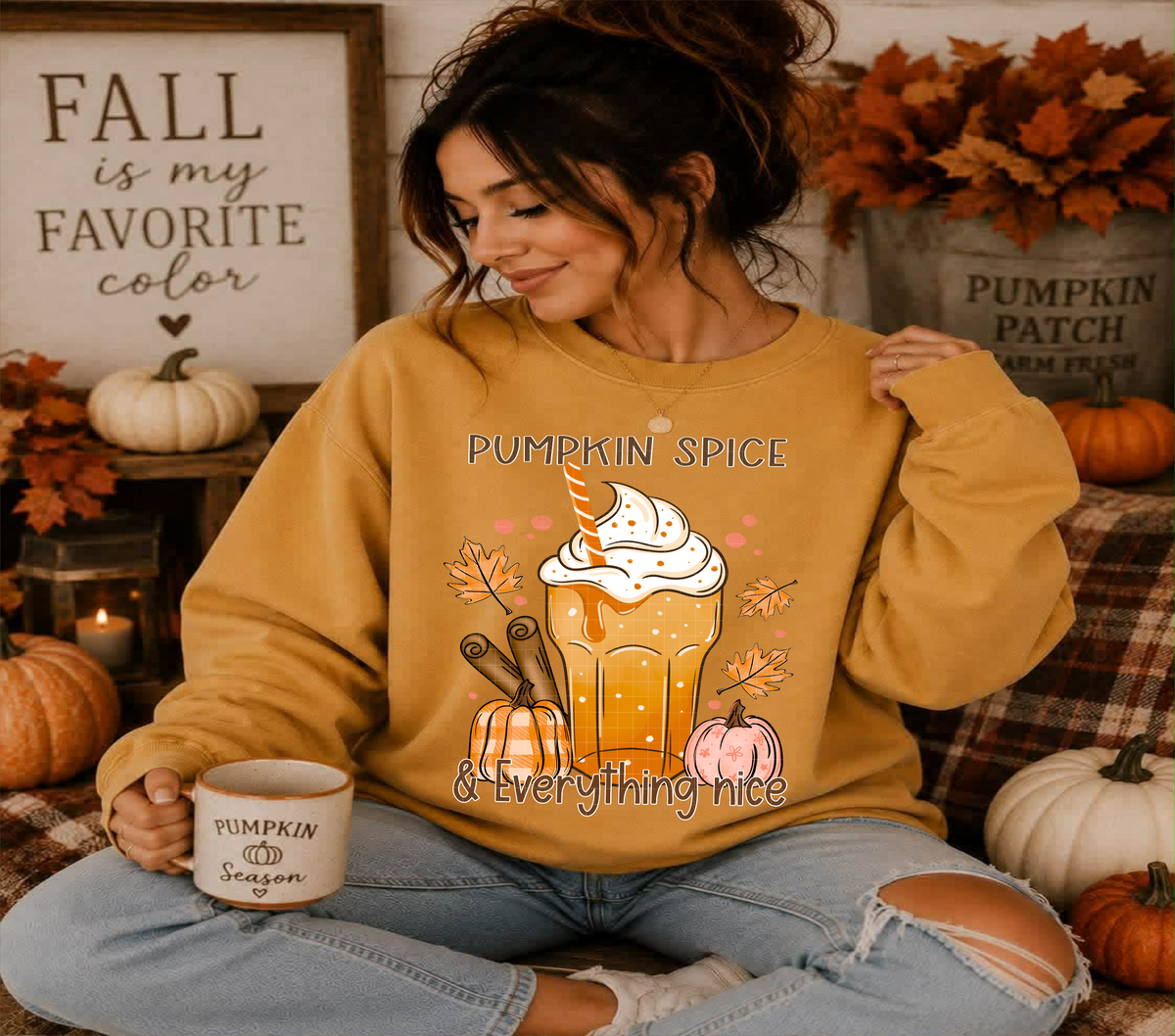 Pumpkin spice & everything nice leaves (Linda) DTF transfer